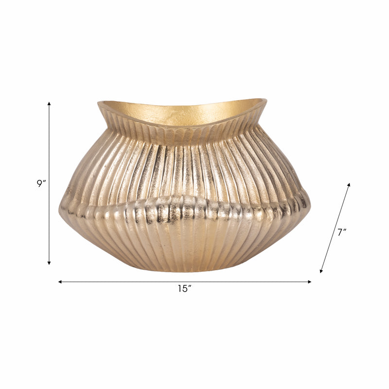 15 Balina Metal Boat Shaped Vase, Gold