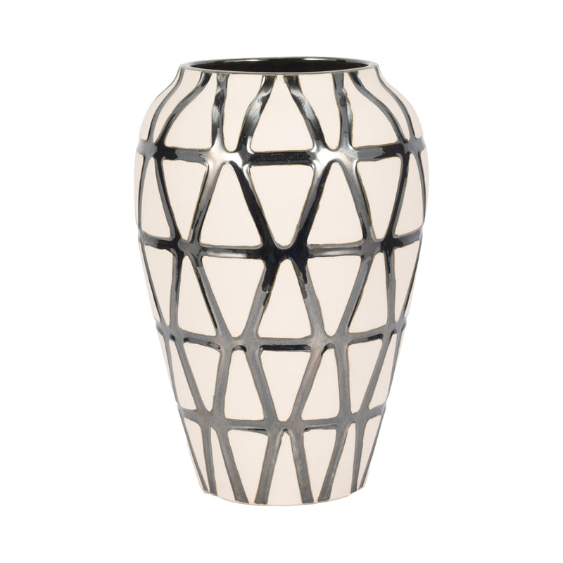 16 Fabiola Oversized Tribal Vase, Pewter