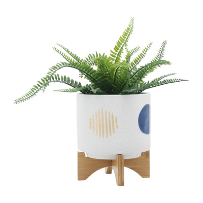 S/2 5/8 FUNKY PLANTER W/ STAND, WHITE