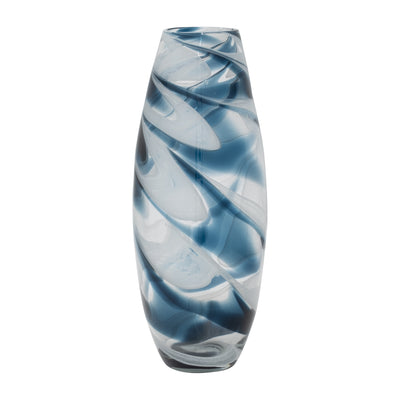 GLASS, 17 SWIRL VASE, BLUE