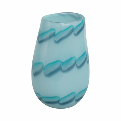 9x6 Bead Pattern Glass Vase, Blue