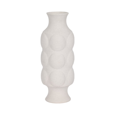 14 Large Dot Embossed Vase Sand Texture, White