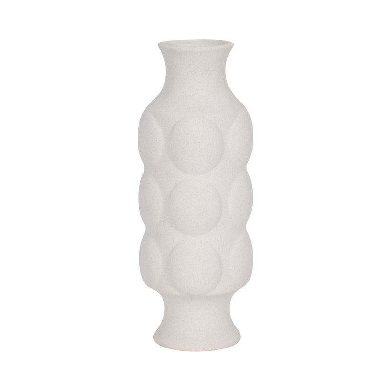 14 Large Dot Embossed Vase Sand Texture, White