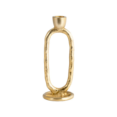 METAL, 7 OPEN OVAL TAPER CANDLEHOLDER, GOLD