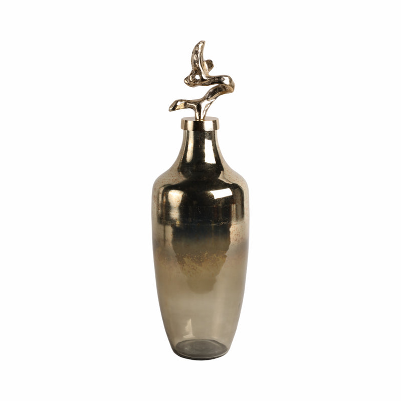 20 Lusaka Lg Glass Bottle, Gold