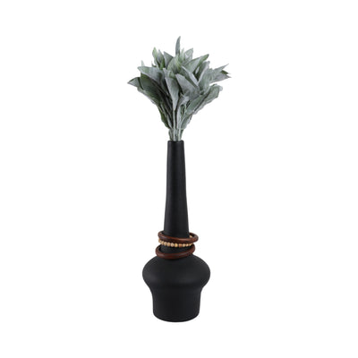 21 Tiago Large Vase With Wood Beads, Blk