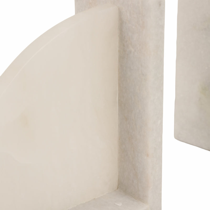 S/2 6 Alabaster Arc Bookends, White