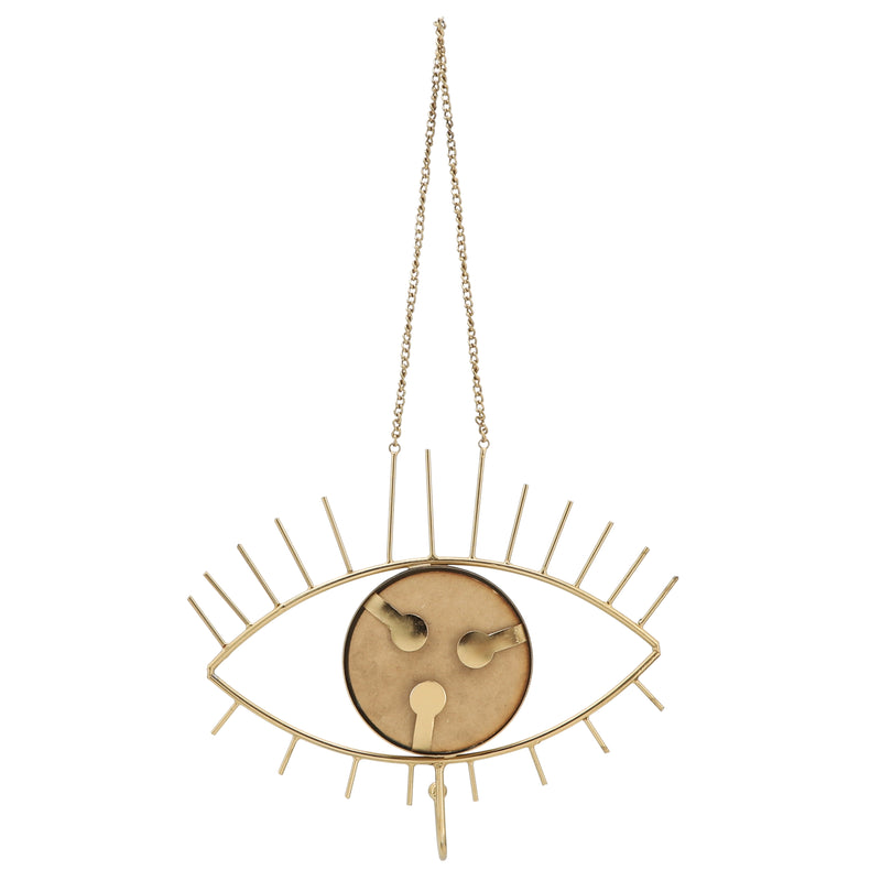 METAL, 10H EYE WALL DECO W/ MIRROR, GOLD