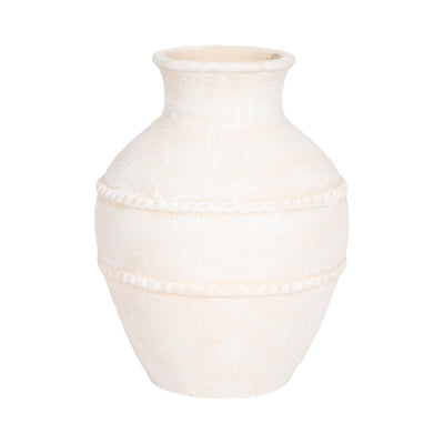 14 Traditional Textured Terracotta Vase, Ivory