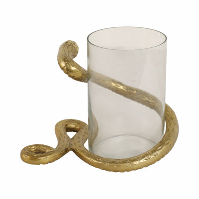 9 Snake Around Pillar Holder, Gold