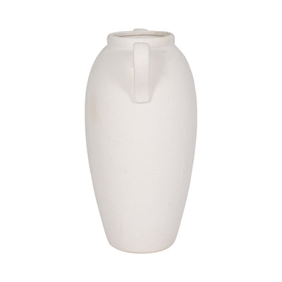 CER, 16 TEXTURED JUG W/ HANDLES, WHITE