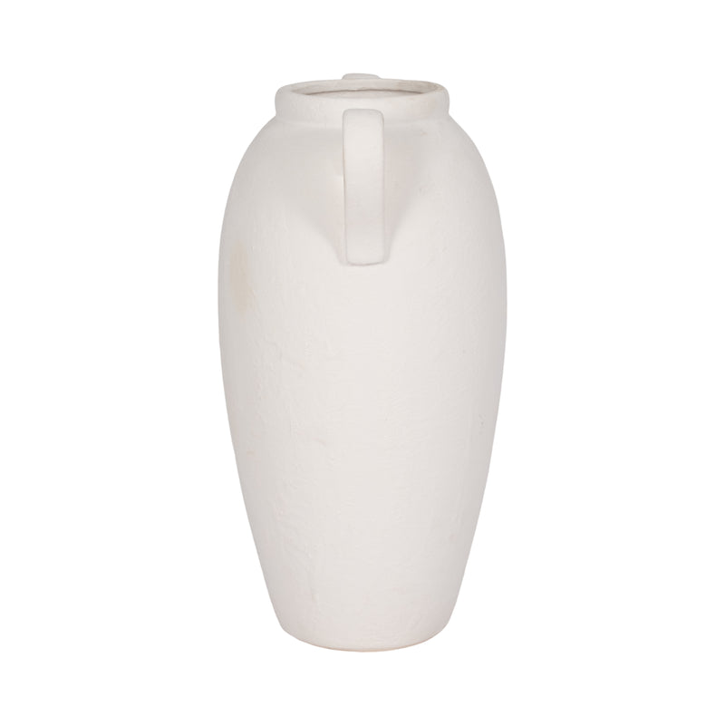 CER, 16 TEXTURED JUG W/ HANDLES, WHITE