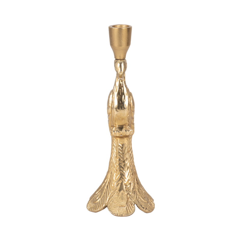 10 Peacock Taper Candle Holder, Gold