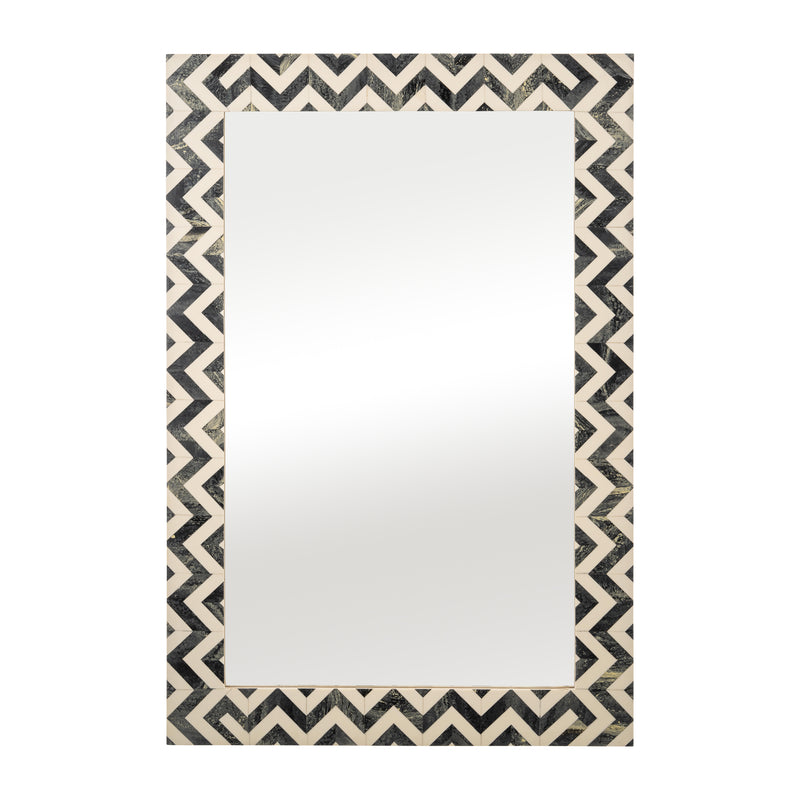 RESIN 24X36 CHEVRON RECT MIRROR GRAY/WHT