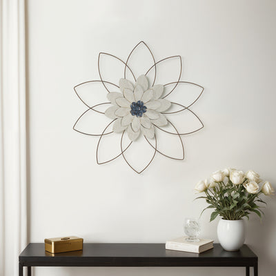 METAL 25 WALL FLOWER, WHITE/BLUE, WB