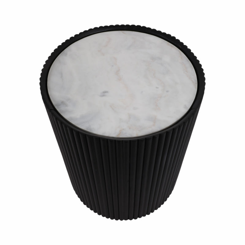 20 Storage Accent Table Marble Top, White/black