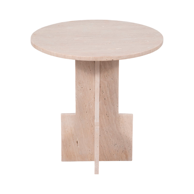 18 Travertine Accent Table Kd, Tan