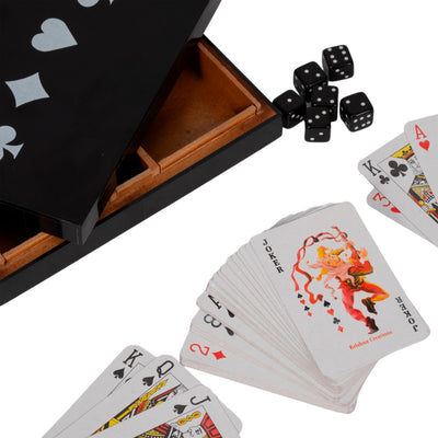 7 Cards & Dice Box, Black/white