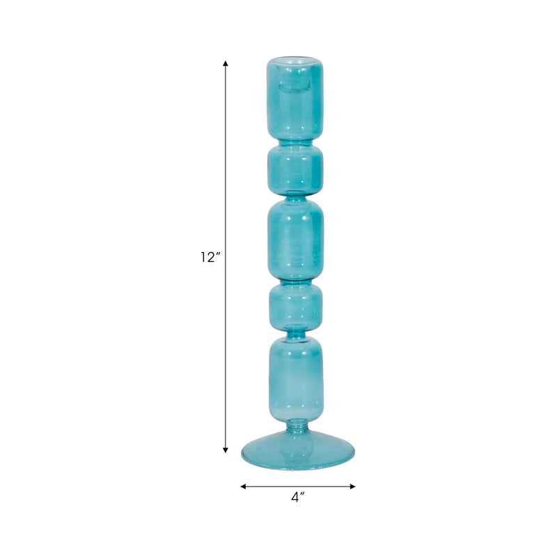 12 Mixed Bubble Taper Candleholder, Blue