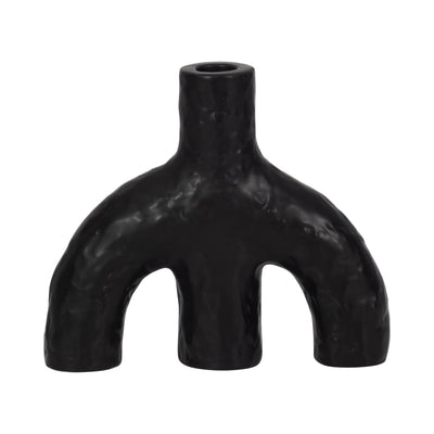 7 Volcano Texture Double Arched Taper Holder, Bla