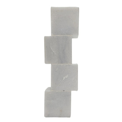 10x3 Stacked Cube Marble Taper Holder, White