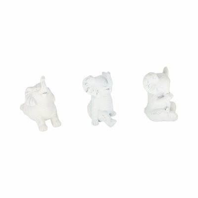 RESIN, S/3 6 STONE LOOK YOGA ELEPHANT, WHITE