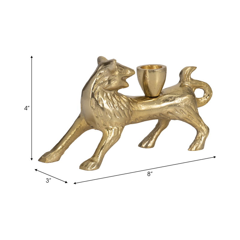 8 Fox Taper Candle Holder, Gold