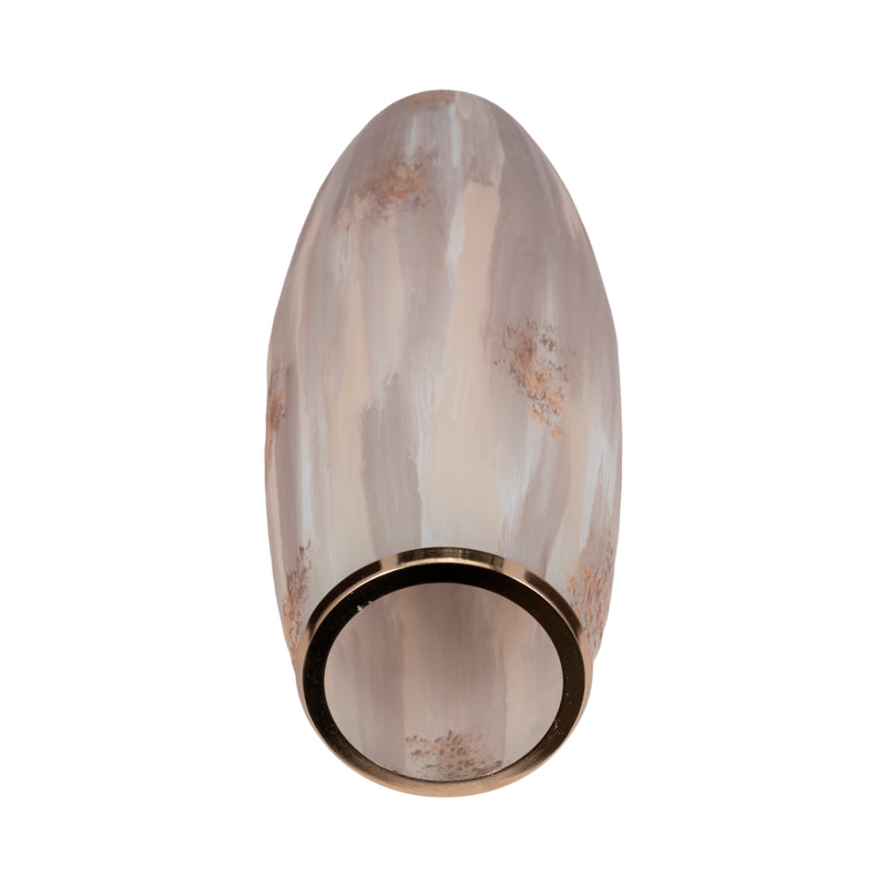 31 Curved Glass Vase Opal Finish, Ivory Multi