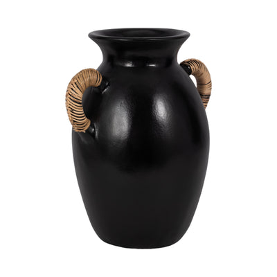 Terracotta, 12h Eared Vase, Black