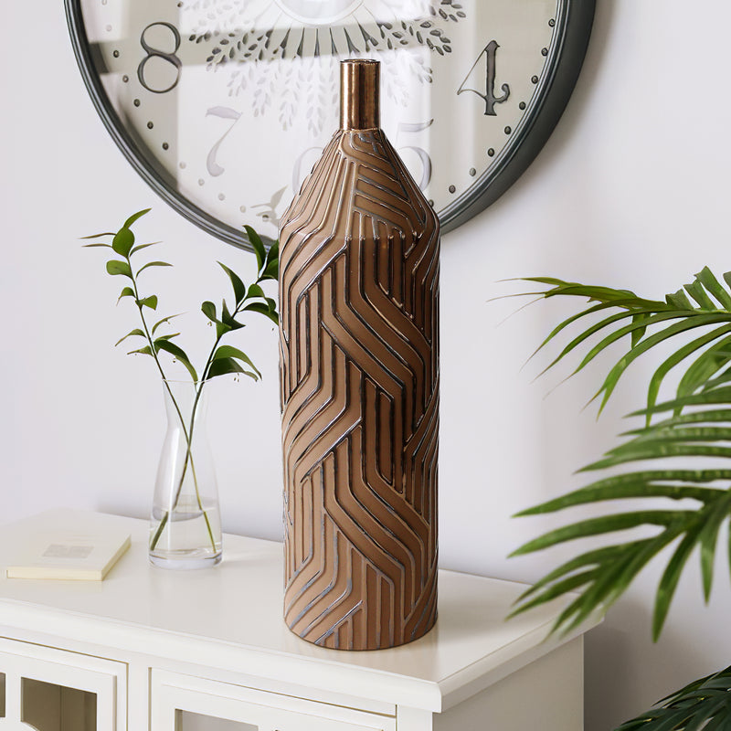 28 Montes Oversized Tribal Vase, Brwn/burnt Gold