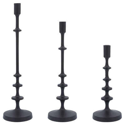 METAL, 20H TAPER CANDLE HOLDER, BLACK