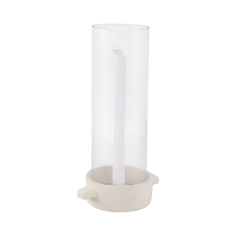 13x7 Terracotta Hurricane Taper Holder, White