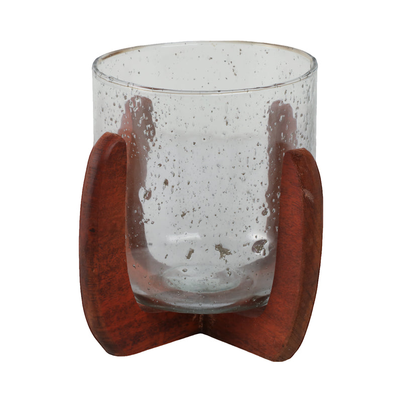 Glass, 8 Votive Holder W/ Base, Brown/clear