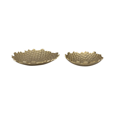 Metal, S/2 12/16 Honeycomb Bowls, Gold