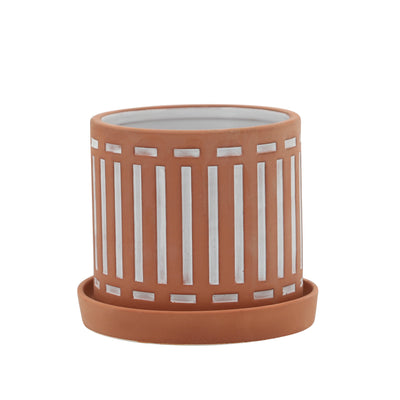 S/2 TERRACOTTA PLANTERS W/ SAUCER 6/8, ORANGE