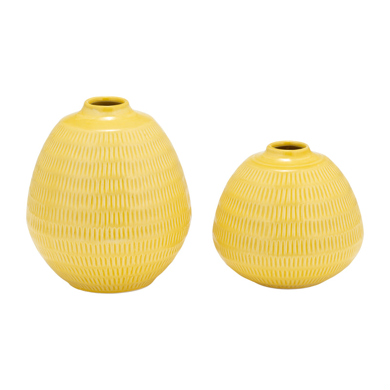 CER,7,STRIPE OVAL VASE,YELLOW