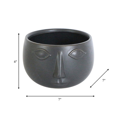 Ceramic 7 Face Planter, Matte Black