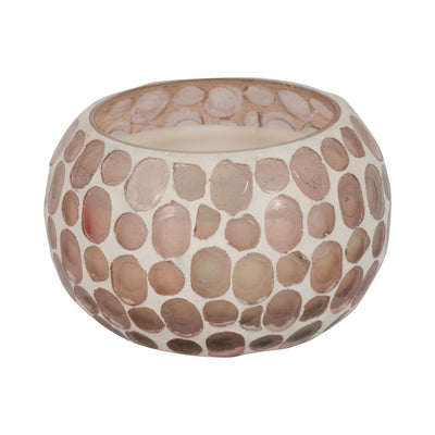 Glass, 4 10 Oz Mosaic Scented Candle, Soft Pink