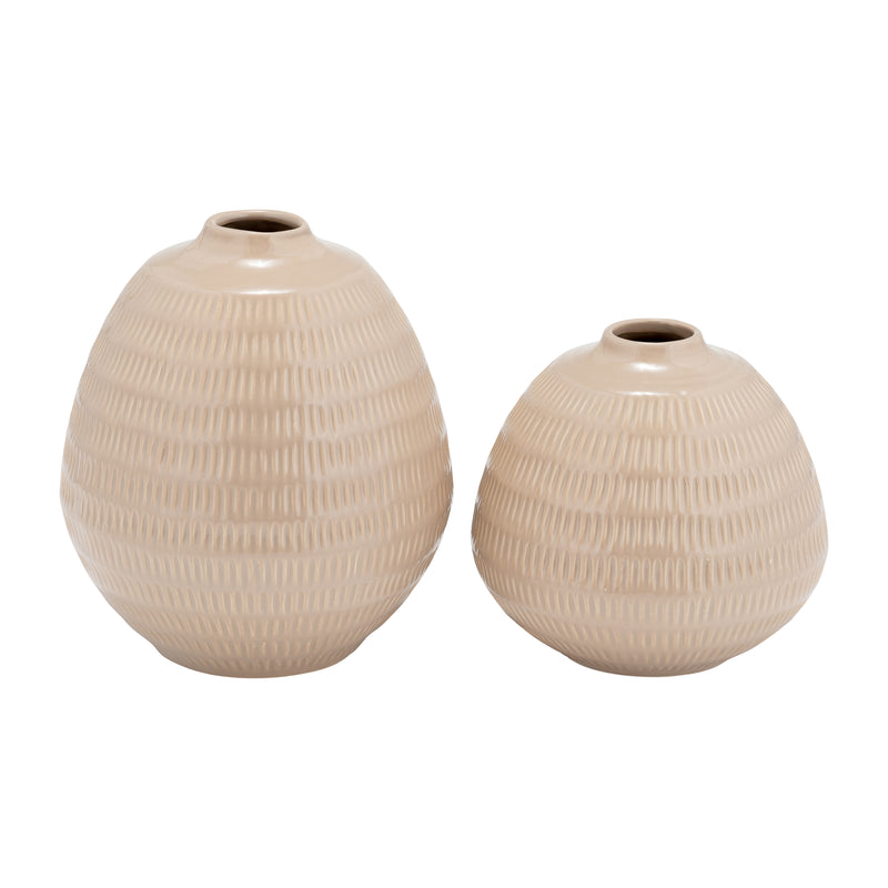 CER,6,STRIPE OVAL VASE,IRISH CREAM