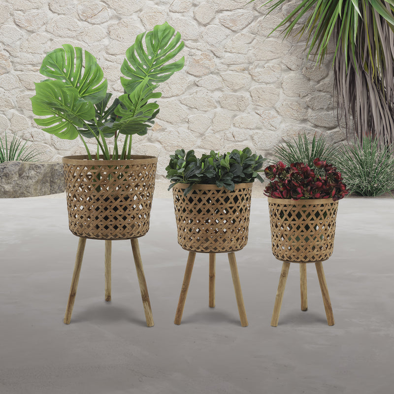 S/3 BAMBOO PLANTERS 11/13/15 NATURAL