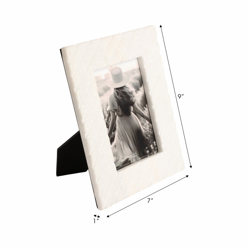 4x6 Marble Ridged Photo Frame, White