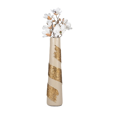 Glass, 26 Aluminum Wrapped Vase, White/gold