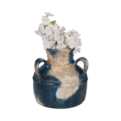 Terracotta, 12 Triple Handle Jug, Blue/ivory