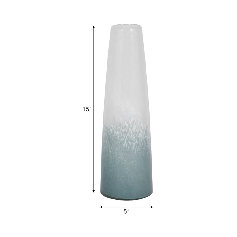 15 Light Blue Waters Vase, Blue/white