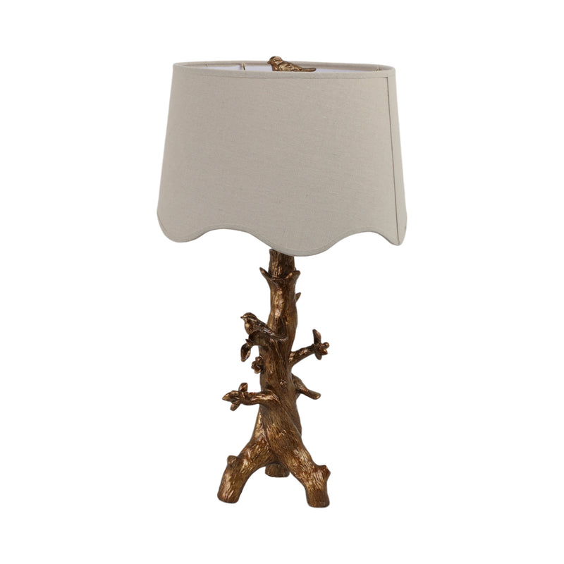 28 Perched Birds On Branch Table Lamp, Gold