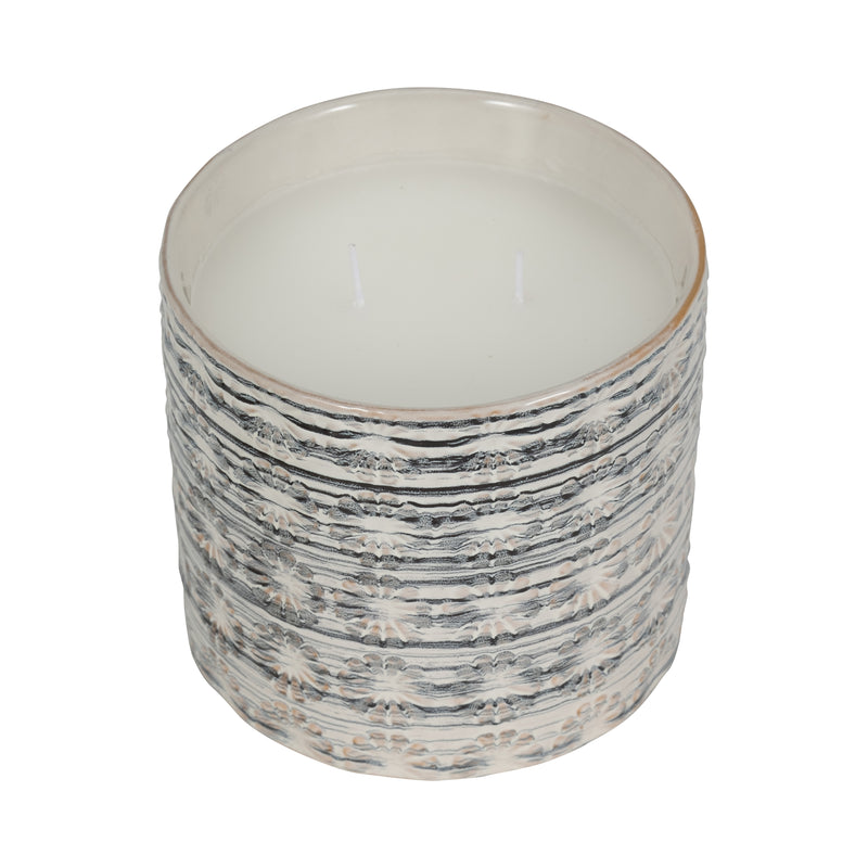 7 25oz Flower Citro Candle, White/grey