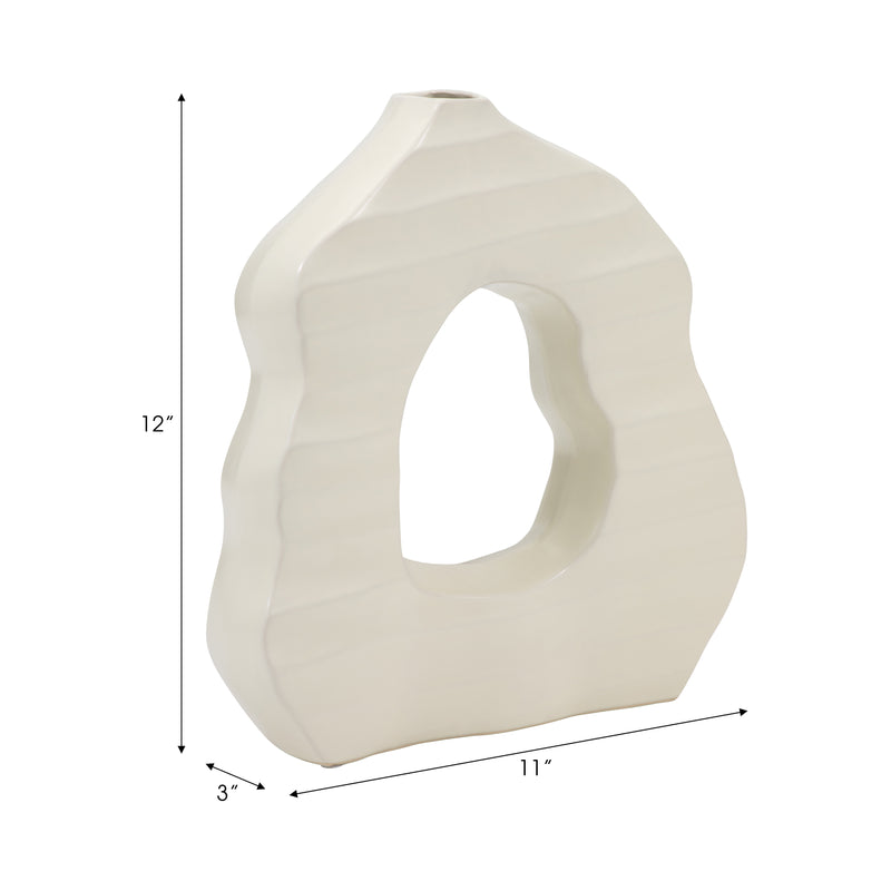 12 Ribbed Open-cut Out Vase, Ivory