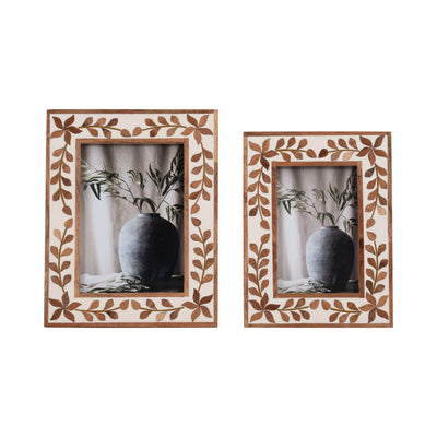 5x7 Wood Inlay Vine Photo Frame, Natural