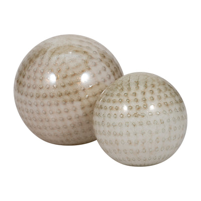 S/2 5/6 Meira Ivory Swirl Spheres