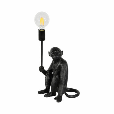 20 Monkey With Lightbulb Table Lamp, Black